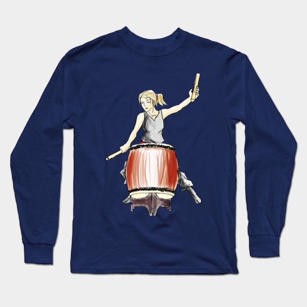 Taiko drummer Long Sleeve T-Shirt by LittleUki